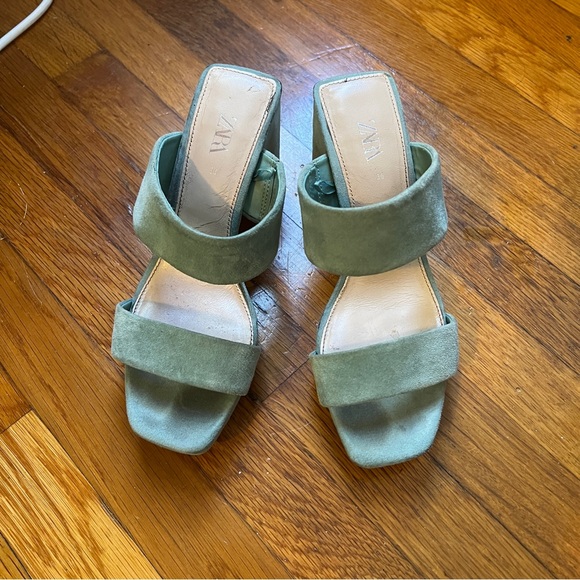 Zara blue suede block heels | chunky heels - Picture 5 of 5